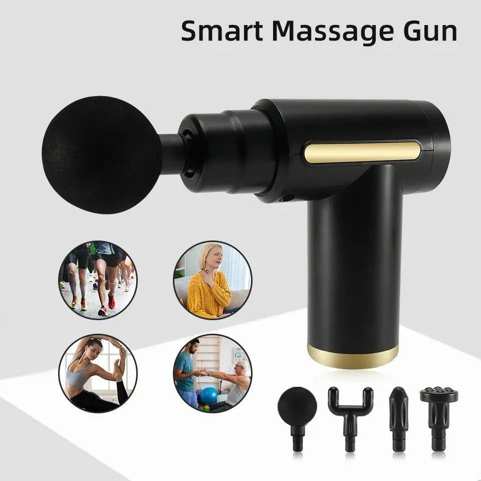 4 In 1 Massage Gun | Deep Tissue Percussion Massager With 4 Attachments | Handheld Electric Body Relaxation Therapy For Pain Relief & Recovery (