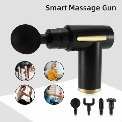 4 In 1 Massage Gun | Deep Tissue Percussion Massager With 4 Attachments | Handheld Electric Body Relaxation Therapy For Pain Relief & Recovery (