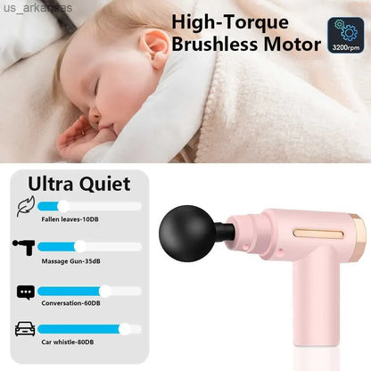 4 In 1 Massage Gun | Deep Tissue Percussion Massager With 4 Attachments | Handheld Electric Body Relaxation Therapy For Pain Relief & Recovery (